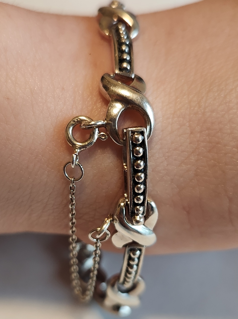 925 Sterling Silver XOXO Link Bracelet 7 1/2"
